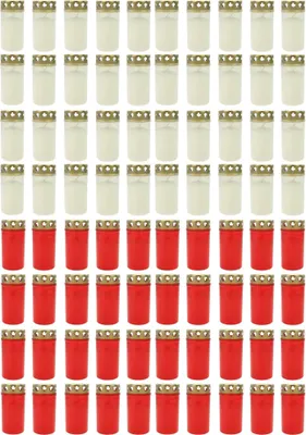 Produktbild von 80x Grablicht Brenner Nr. 3 weiß und rot mit Deckel Grabkerzen Grablicht Grablichtkerze Trauerlicht Gedenkkerze Golddeckel