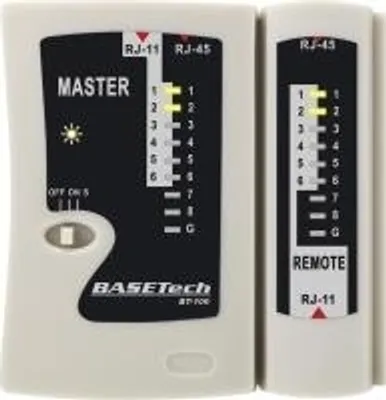Obrázok produktu pre Tester káblov Basetech BT-100 BT-100 Vhodný pre RJ-45, RJ-11