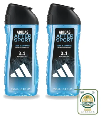 Obrázok produktu pre 2 x Adidas After Sport gél na sprchu a šampón 2 v 1 - 250 ml - balenie s 2 kusmi