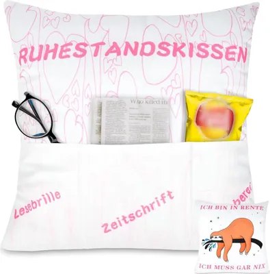 Obrázek produktu pro Dárek k odchodu do důchodu pro ženy 45x45cm se 3 kapsami - Vtipný dekorační polštářek k odchodu do důchodu