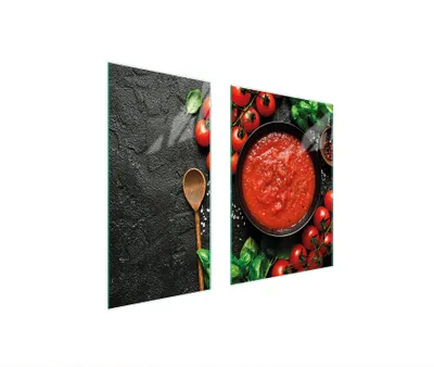 Image de Plaques de recouvrement pour cuisinière 2 pièces 75x52 Couverture pour champ vitrocéramique Verre Planche à découper Ardoise Tomates
