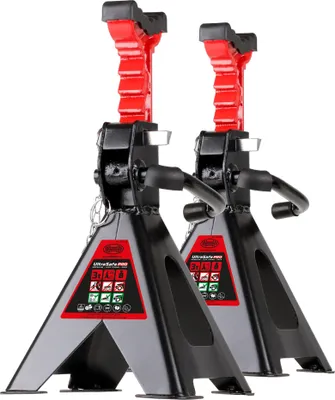 Produktbild von HEYNER® Unterstellbock 2er Set mit Gummiauflage Hubhöhe 300-440 mm Traglast 3t Stützbock Stützfuß 10-Fach Höhenverstellbar