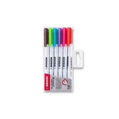 Obrázok produktu pre Kores M22846, 6 kusov, Hnedá, svetlo modrá, Svetlozelená, Ružová, Fialová, Štetinkové zakončenie, Viacfarebný, Kolo, 1 mm