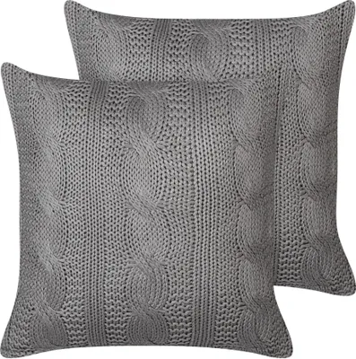 Obrázek produktu pro BELIANI Sada 2 dekorativních polštářů šedá bavlna 45 x 45 cm pletená bez vzoru moderní styl doplňky