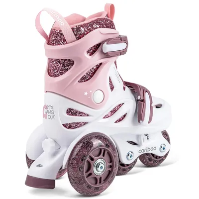Produktbild von Einstellbare Größe Kinder-Inlineskates Inliner Cariboo Ballerina LED-Räde Rosa - S