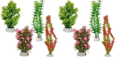 Produktbild von TATRAPET Aquarienpflanze, künstliche Dekoration, mit beschwertem Sockel, 16-20cm, verschiedene Designs, Packung mit 8 St. (Set: 8 Stück)