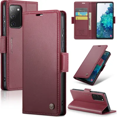 Produktbild von Galaxy S20 FE Hülle, Leder Brieftasche Kartenfach Schutzhülle mit Standfunktion für Samsung Galaxy S20 FE Rot