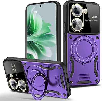 Produktbild von Rüstung Handyhülle für OPPO Reno11 Dual-Layer Ringhalter Ständer Hülle Lila