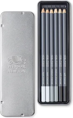 Obrázok produktu pre Uhlové ceruzky Winsor & Newton, 6 ks v kovovej krabičke