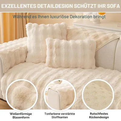 Produktbild von Sofabezug Creme 70x210cm Kaninchenplüsch