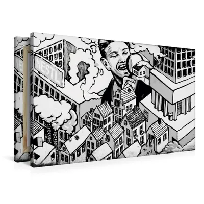 Produktbild von Calvendo Textil-Leinwand 90 cm x 60 cm quer Ein Motiv aus dem Kalender Schwarz Weiße Graffiti Impressionen aus Bielefeld, Schwarzer Kurt; 7383712