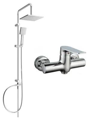 Image de Mexen Tord ensemble de douche en saillie avec pomme de douche et mitigeur Pecos, chromé - 72740200-00