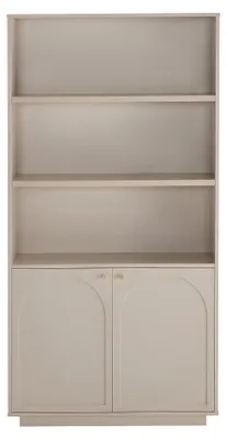 Produktbild von Bücherregal mit 2 Türen und 3 Ablagen - Beige und Gold VALONIRO