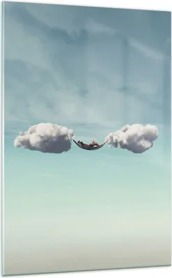 Produktbild von Bilder auf glas - Einteilig - Wolken Hängematte Ruhe - 70x100cm - Glasbilder - Wandbilder - Bilder - zum Aufhängen bereit - Wanddekoration aus Glas - Glas Bilder - Wandbild auf Glas - GPA70x100-4373