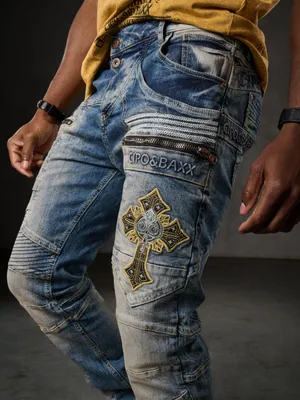 Produktbild von CD293 Herren bequeme Jeans im Biker-Stil in Straight Fit