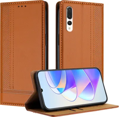 Produktbild von Handyhülle für Huawei P20 Pro Leder Flip Klappbare Schutzhülle mit Standfunktion Braun