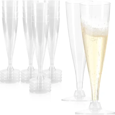 Produktbild von com-four® 16x Mehrweg Sektglas - transparente, stapelbare Kunststoff-Sektkelche für Party, Camping und unterwegs - wiederverwendbar und spülmaschinengeeignet - Sektflöten