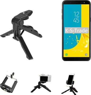 Produktbild von K-S-Trade Stativ Tisch-Ständer Dreibein Handy-Stativ Ständer kompatibel mit Samsung Galaxy J6 (2018) Mini-Stativ Smartphone Tripod Handy-Stativ aus