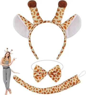 Produktbild von Giraffe Kostüm Set, Haarreif, Fliege und Schwanz, für Kostümfeste