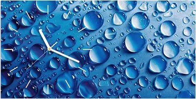 Produktbild von Wanduhr aus Glas mit Motiv Wassertropfen- 60 x 30 cm - inkl. Aufhängesystem