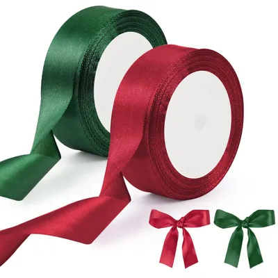 Geschenkband rot-grün, 23 m x 1 cm, Weihnachtsdeko