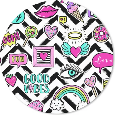 Produktbild von MuchoWow® Mauspad Mousepad Muster - Vektor - Aufkleber - Jahre 80er Jahre 20x20 cm - Mousepads - Maus Mat - Pad - Mausunterlage - Schreibtischmatte