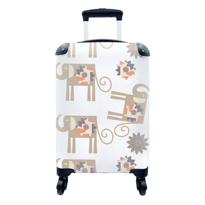 Produktbild von MuchoWow® Koffer Handgepäck Trolley Rollkoffer Kleine Reisekoffer mit 4 Rollen - Blumen - Elefant - Muster - Cabin Size < 55x40x23 cm & 55x40x20 cm - Fotokoffer - Kabinenkoffer - Boardgepäck - Reise-Box - Reisekoffer - Reisegepäck - Koffer mit Bild - Trolley für Kinder