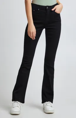 Image de b.young BYLOLA BYLUNI FLARE Pantalon en jean pour femme Coupe évasée 5 poches Coton stretch Coupe slim