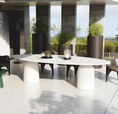Produktbild von Casa Padrino Luxus Garten Esstisch Matt Weiß 300 cm - Garten & Hotel Möbel