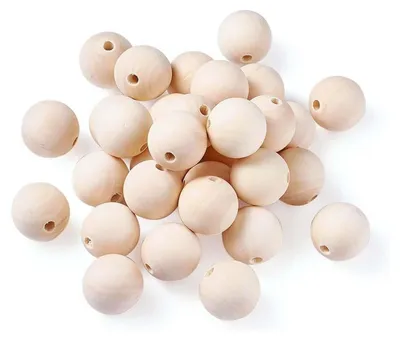 Image de SolidKeus - 50 perles en bois naturel de 25 mm pour projets de bricolage