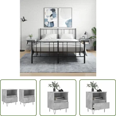 Produktbild von The Living Store Nachttische 2 Stk. Betongrau 40x35x50 cm Holzwerkstoff