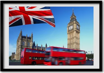 Produktbild von Bild - Bilder - Bilderrahmen - 70 cm x 50 cm - MDF-Rahmen, Wandkunst Bus in London