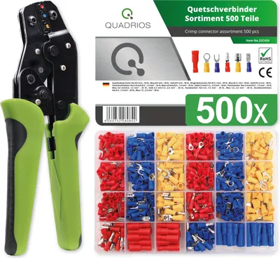 Image de QUADRIOS Pince à sertir multifonctions, cosses isolées avec kit de sertissage, 500 pièces