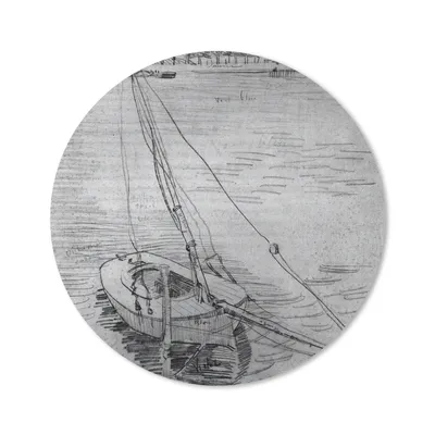Produktbild von MuchoWow® Mauspad Mousepad Segelboot auf der Seine bei Asnières - Vincent van Gogh - Schwarz und weiß 20x20 cm - Mousepads - Maus Mat - Pad - Mausunterlage - Schreibtischmatte