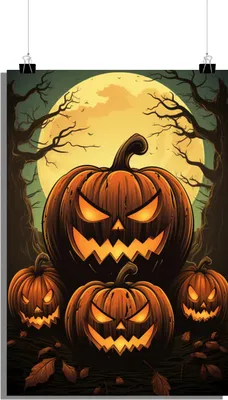 Zdjęcie produktu dla Plakat Halloween - Plakat Dynia - Straszny Plakat - Plakat Fantasy - Plakat Kreskówka - 51x71cm - Idealny do oprawienia w ramkę