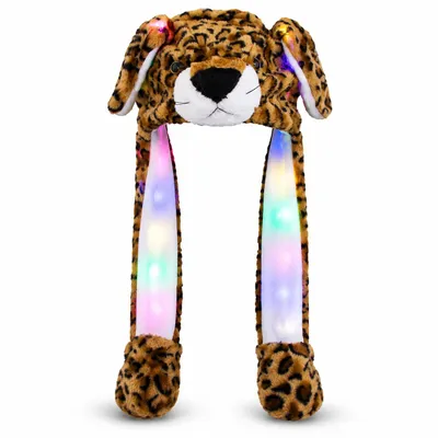 Produktbild von Wackelohr Mütze mit LED und beweglichen Ohren - aus Plüsch, Kostüm für Kinder und Erwachsene: Leopard sm-502 LED Wackelohr Mütze wählen: Leopard sm-502 LED, KI-generiertes Bild