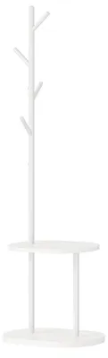 Immagine prodotto di Appendiabiti con 4 ganci e 2 ripiani, autoportante, bianco, 50 x 30 x 173 cm