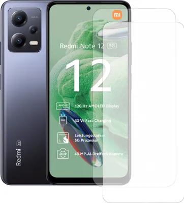 Produktbild von Zwei Stück (2x) Display-Schutzfolie Displayschutz-Glas 9H Glas für Xiaomi Redmi Note 12 5G