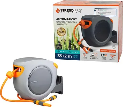 Zdjęcie produktu dla Zwijacz Strend Pro Premium, do montażu na ścianie, automatyczny 1/2", z wężem ogrodowym L-35+2 m
