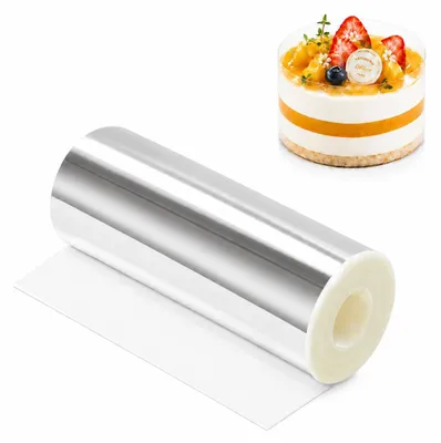 Produktbild von Tortenrandfolie - Transparente Acetatfolie für Kuchen - 10 cm Höhe - 10 m Länge