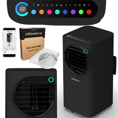 Immagine prodotto di Condizionatore Portatile Climative FUN 3,3 kW con WiFi (Smart Life, Tuya), 3 in 1 – Raffreddamento, Ventilazione, Deumidificazione, fino a 35 m², Guar