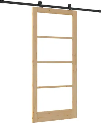 Image de Porte coulissante vidaXL ORKDAL Nature 93 x 202 cm en pin massif et verre