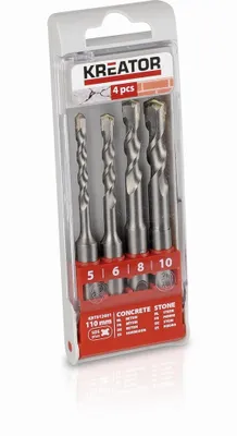 Obrázok produktu pre Kreator SDS-plus sada vrtákov do betónu 4-dielna dĺžka 11 cm na vŕtanie s príklepom/príklepom