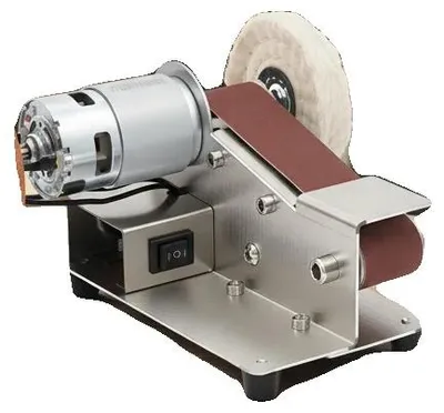 Obrázek produktu pro Mini bruska, brusné pásy 30x330 mm, výkon 150 W, maximální otáčky 9000 ot/min, nastavitelný pracovní stůl, 7stupňová regulace otáček