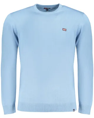 Produktbild von Elegantes Herrenhemd Blau mit Stickerei und Rundhalsausschnitt