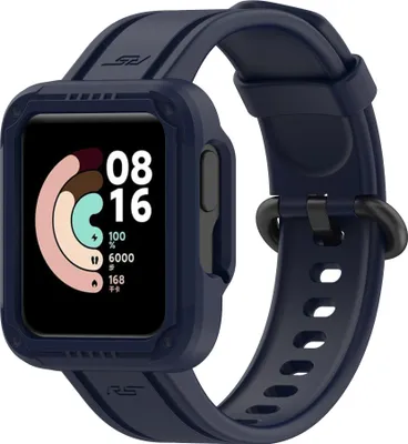 Produktbild von Strap-it Xiaomi Mi Watch Lite Silikonarmband mit Rahmen (Dunkelblau)