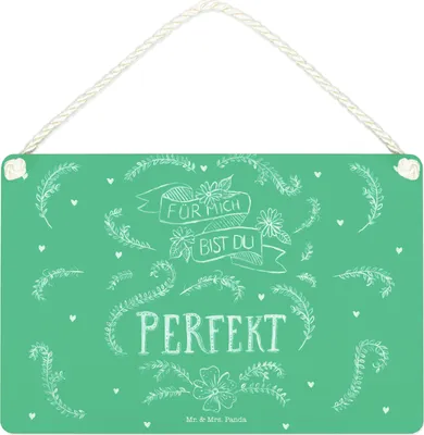 Produktbild von Mr. & Mrs. Panda Schild Du bist perfekt DIN A4 - Geschenk, Türschild, Dekobrett, Liebe Spruch, Jahrestag, Wandbild Holz, Hochzeitstag, holzbild, Dekoration, Freund