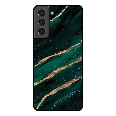 Produktbild von Smartphonica Handytasche für Samsung Galaxy S21 mit Marmordruck - TPU Rückseite Fall Marmor Design - Grün Gold