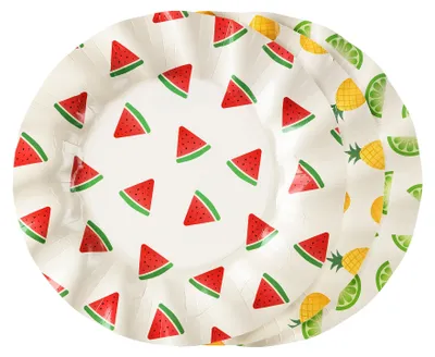 Imagen del producto de PartyDeco, Platos, Redondos, de papel, en varios colores, con diseños, paquete de 6 unidades, Imagen generada por IA