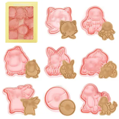 Productafbeelding van Keksausstecher Set voor Kinderen, 8 Stuks 3D Vormen van Kunststof